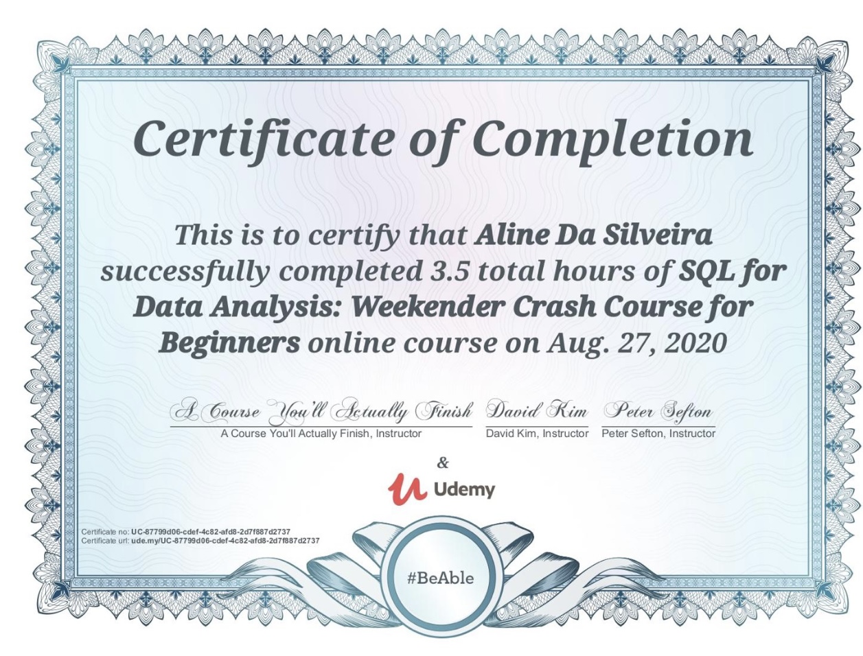 Certificado SQL for Data Analysis: Weekend Crash Course for Beginners